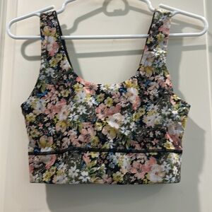 Like New! Fabletics Reversible floral2solid black Sports Bra no size see below